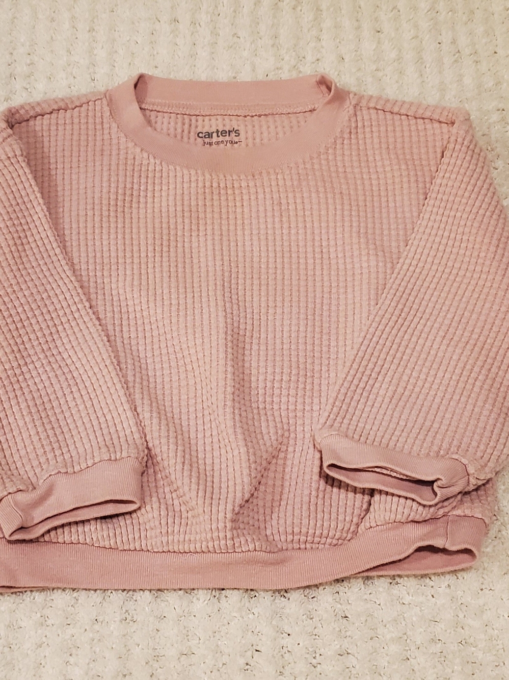 Carter's Light Pink Waffle Knit Crewneck Sweater